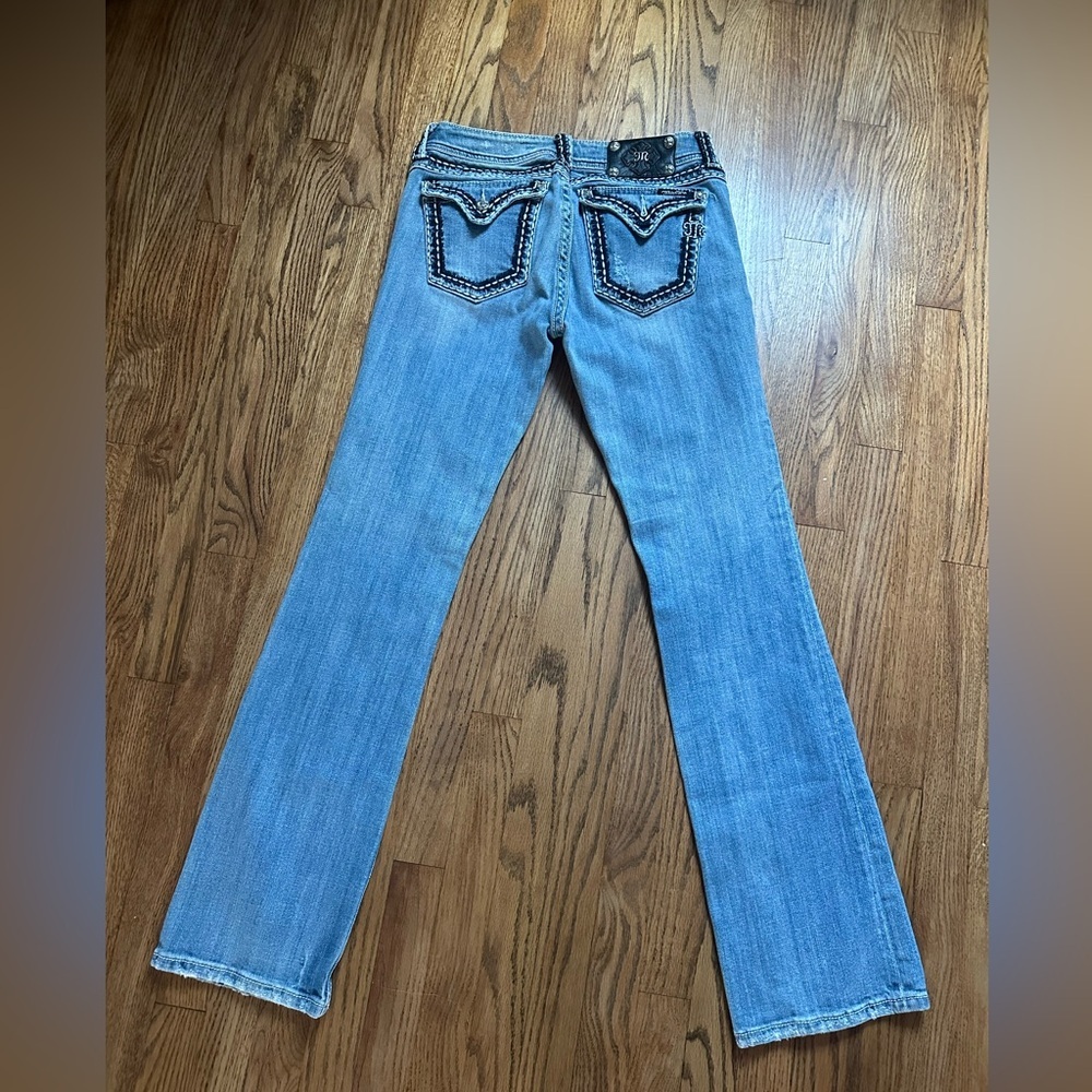 Miss Me Jeans Womens Size 30 Boot Cut Easy Distressed Light Wash Flap Pockets - Picture 5 of 10
